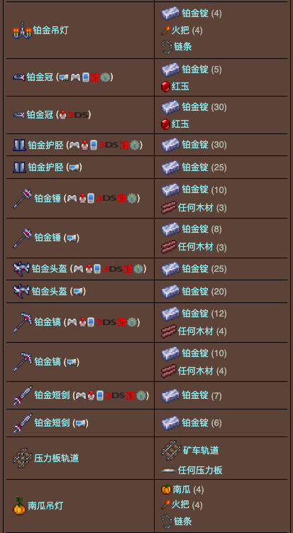 泰拉瑞亚原版百科泰拉瑞亚铁砧怎么做 泰拉瑞亚铁砧/铅砧合成表大全配图