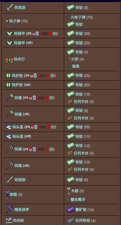 泰拉瑞亚原版百科泰拉瑞亚铁砧怎么做 泰拉瑞亚铁砧/铅砧合成表大全配图