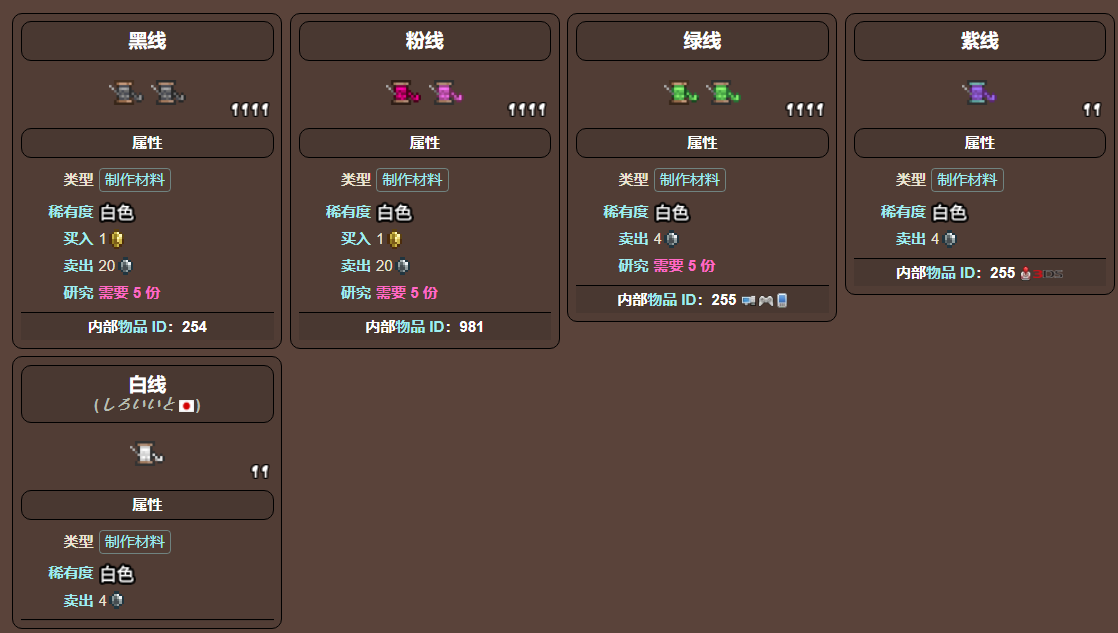 泰拉瑞亚原版百科泰拉瑞亚线有什么用 线怎么获得配图