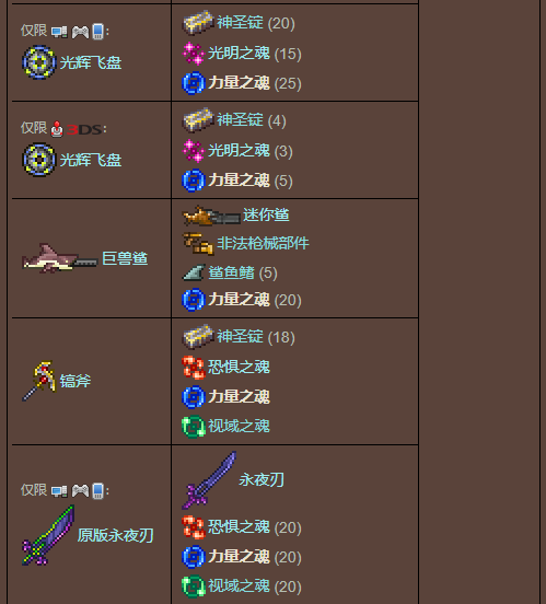 泰拉瑞亚原版百科泰拉瑞亚力量之魂怎么获得 力量之魂能合成什么配图