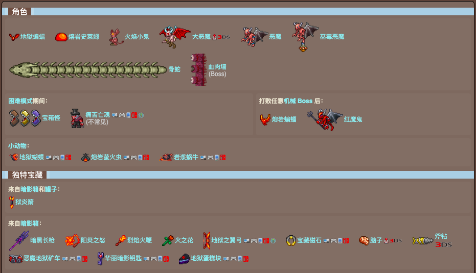 泰拉瑞亚原版百科泰拉瑞亚地狱生物群落 泰拉瑞亚地狱怎么去配图