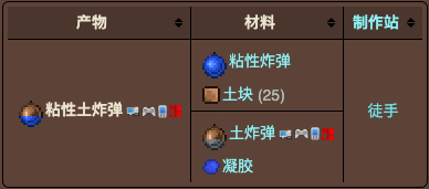 泰拉瑞亚原版百科泰拉瑞亚粘性土炸弹怎么获取   泰拉瑞亚粘性土炸弹有什么用配图