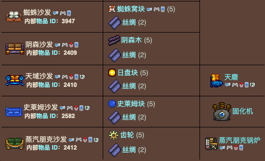 泰拉瑞亚原版百科泰拉瑞亚沙发怎么做 沙发有什么用配图