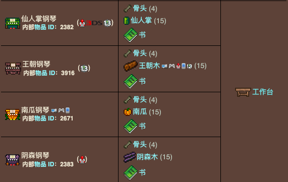 泰拉瑞亚原版百科泰拉瑞亚钢琴有什么用 钢琴怎么合成配图